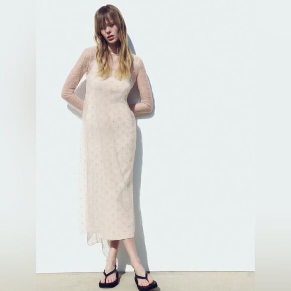 ZARA BEADED KNIT DRESS LIMITED EDITION - Picture 7 of 9